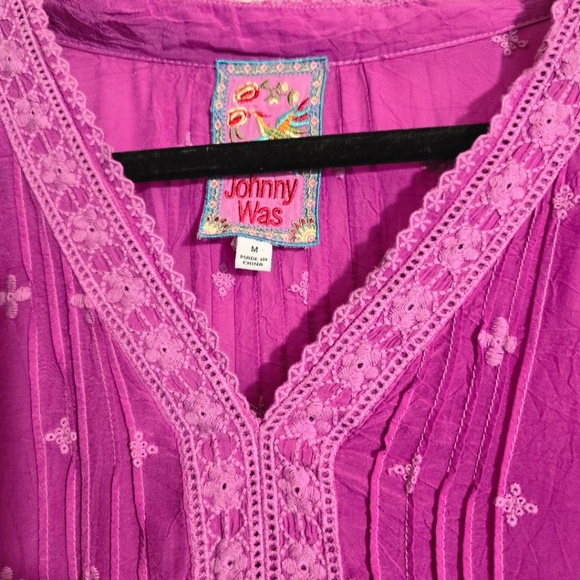 Johnny Was Embroidered Summer Top in Purple - Picture 2 of 6
